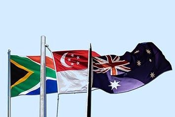 1970s SA Singapore Australian flags reduced