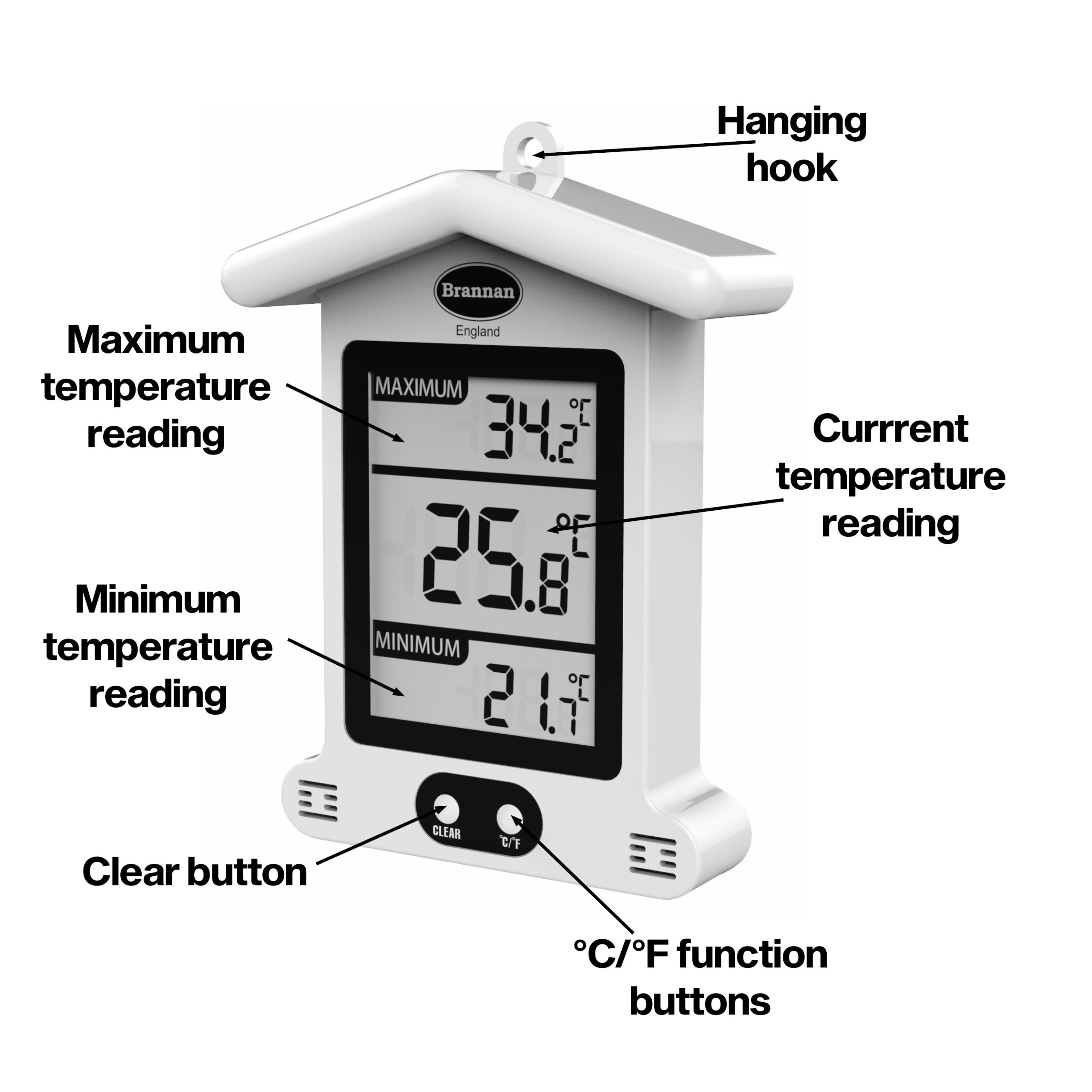 Max min thermometer - weatherproof design | Brannan
