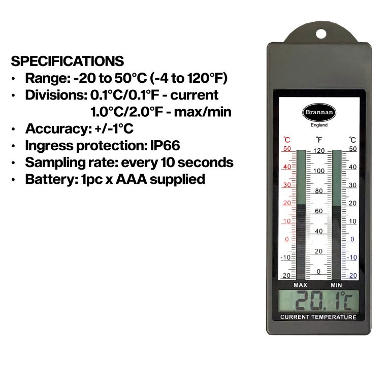 Waterproof digital max min thermometer | Brannan