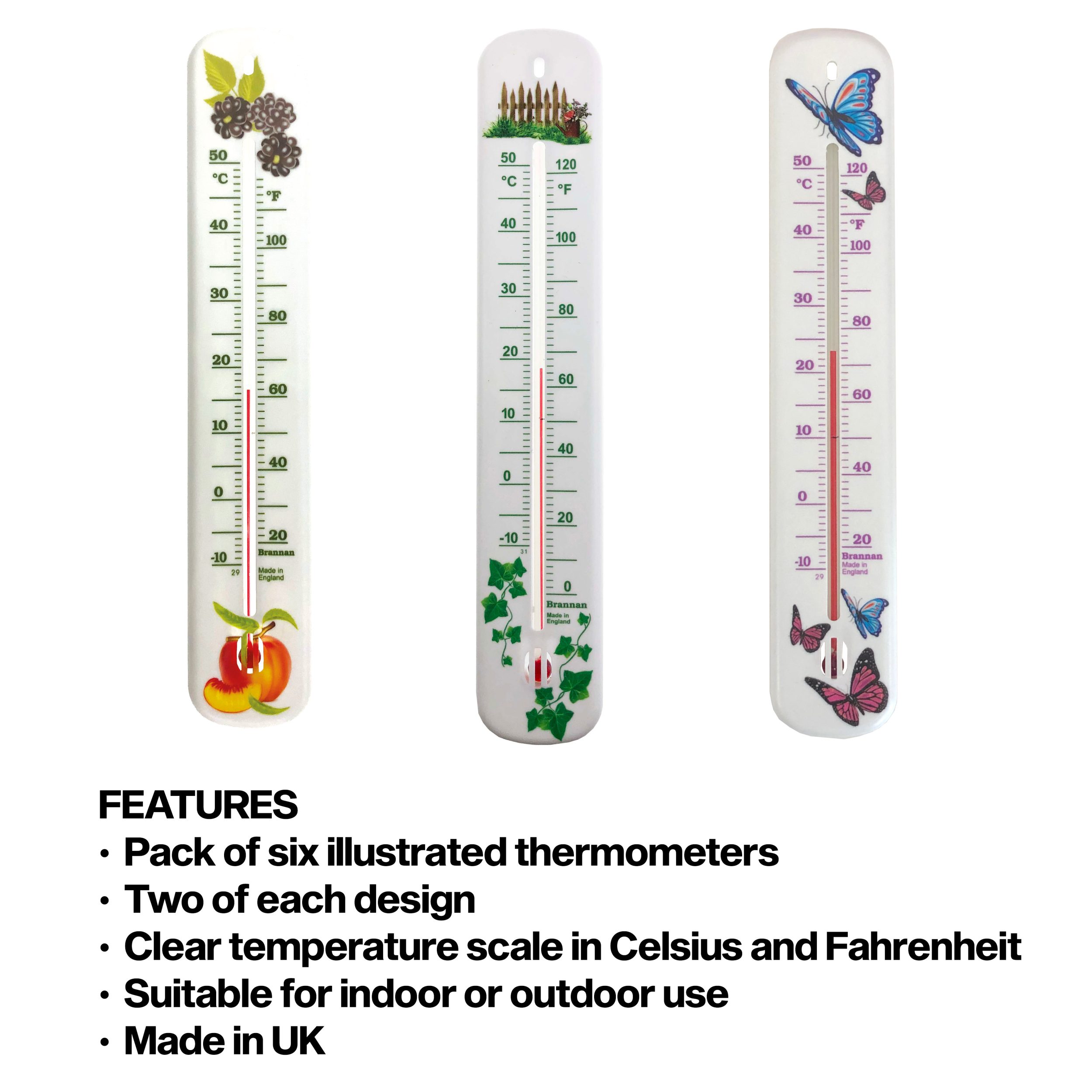 215mm plastic wall thermometer – decorative pack of 6 - Image 5