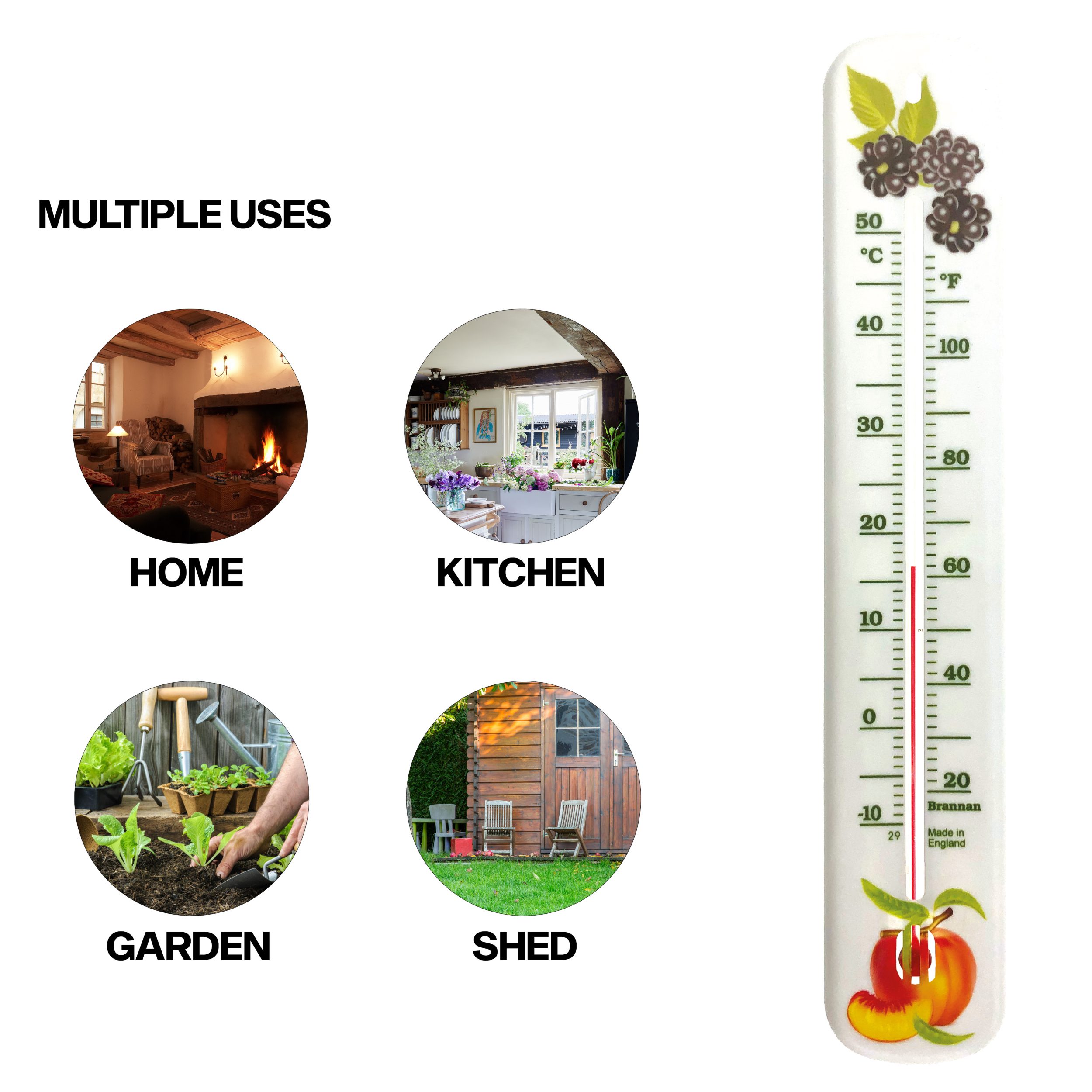215mm plastic wall thermometer – decorative pack of 6 - Image 7