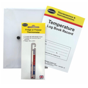 Log book kit with vertical thermometer
