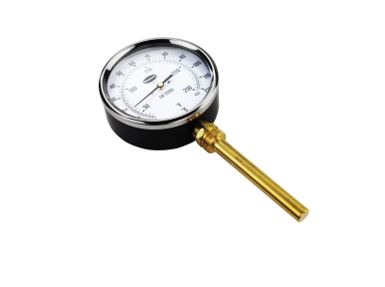 Black case bimetal dial thermometer with bezel