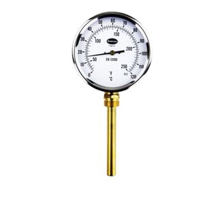 Black case bimetal dial thermometer with bezel
