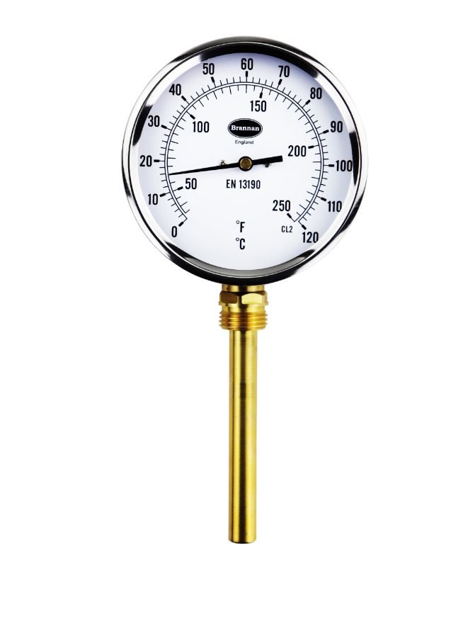 Black case bimetal dial thermometer with bezel Brannan