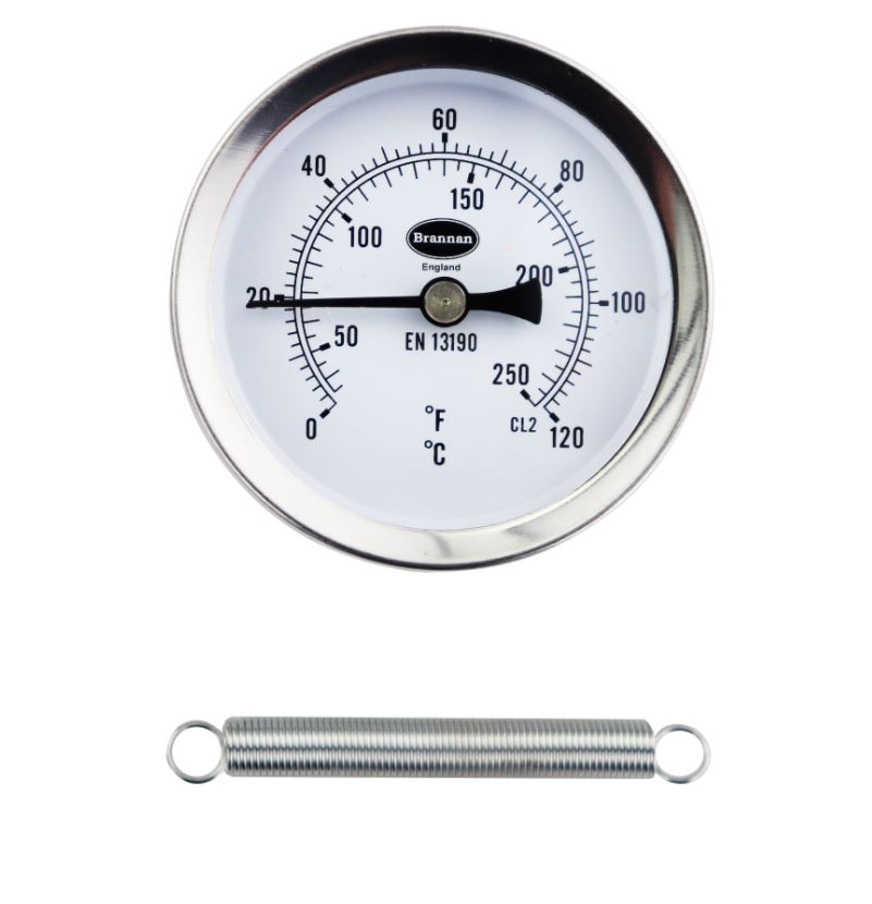 Clip on pipe thermometer with bezel & temperature range 0 to 120 C&F