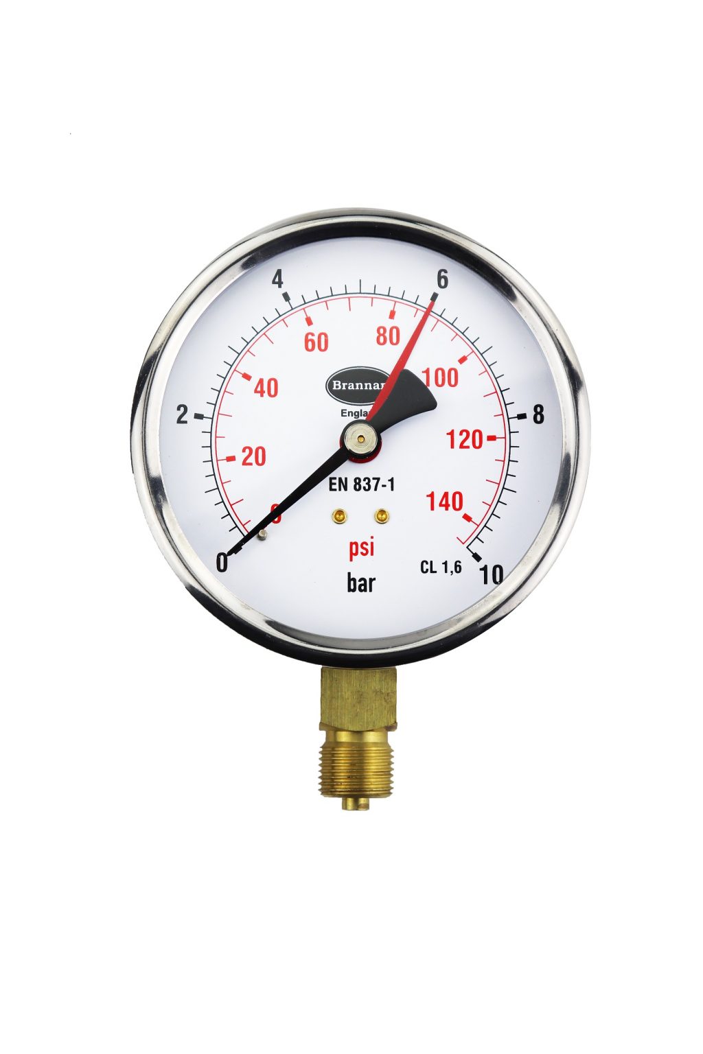 Black steel case pressure gauges with bezel Brannan