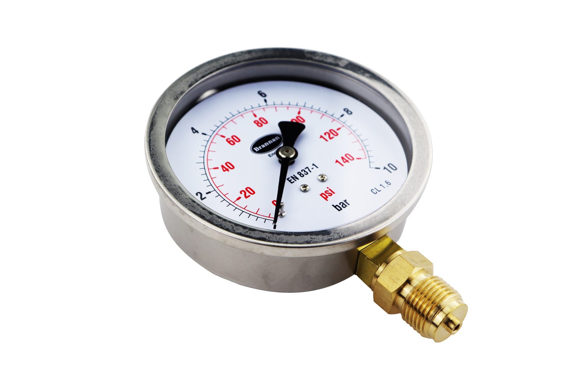 Stainless steel glycerine filled pressure gauge Brannan