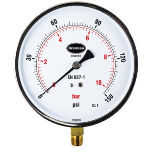 Stainless steel case contractor pipework pressure gauge
