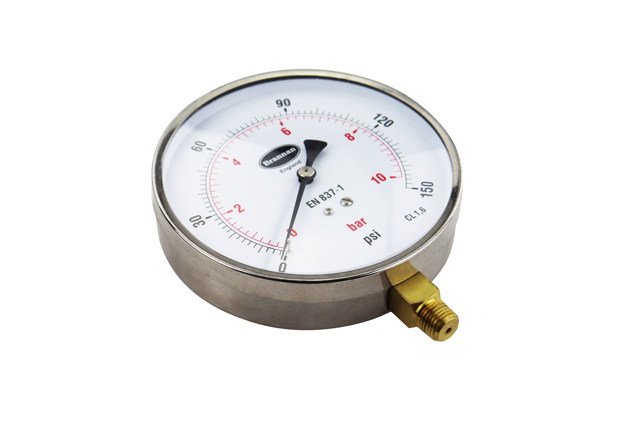 Stainless steel case contractor pipework pressure gauge
