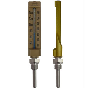 Straight Industrial V-Line thermometer with stainlesss steel pocket