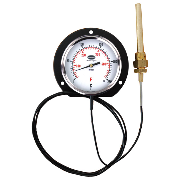 Black case expansion dial thermometers with capillary Brannan