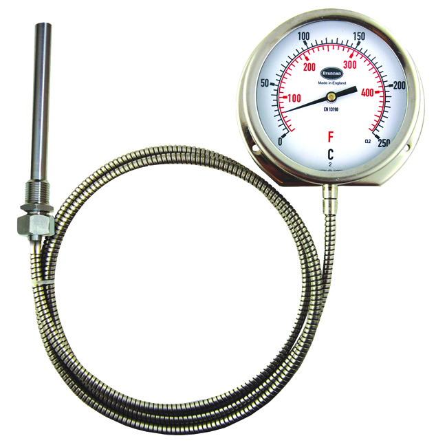 Stainless stell waterproof capillary dial thermometer Brannan