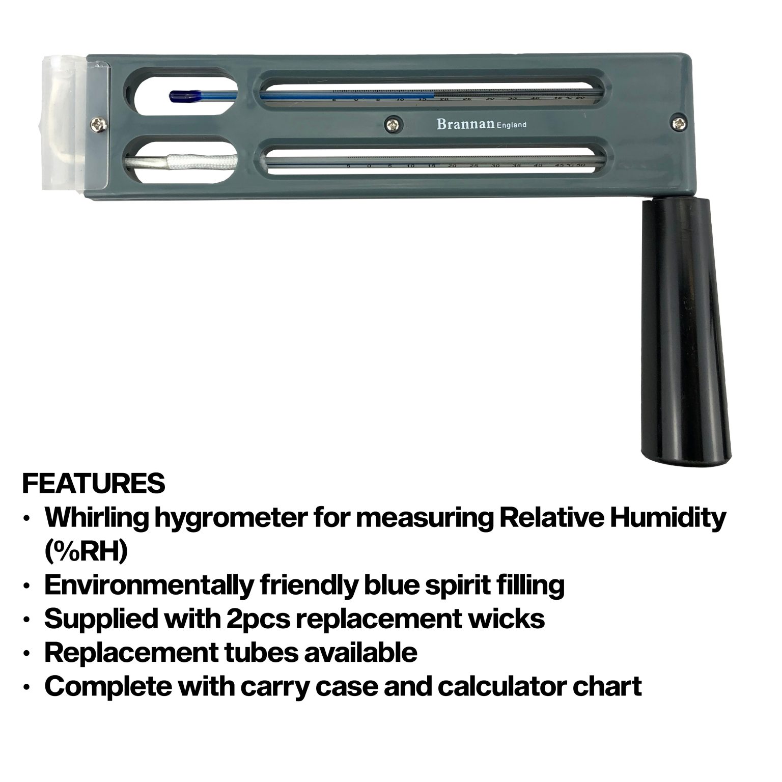 Whirling hygrometer with folding handle Brannan