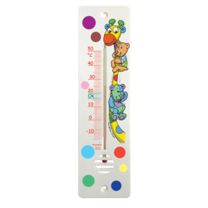 255mm plastic wall thermometer - nursery giraffe design