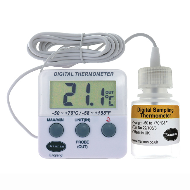 Max min digital reading thermometer for batch sampling Brannan