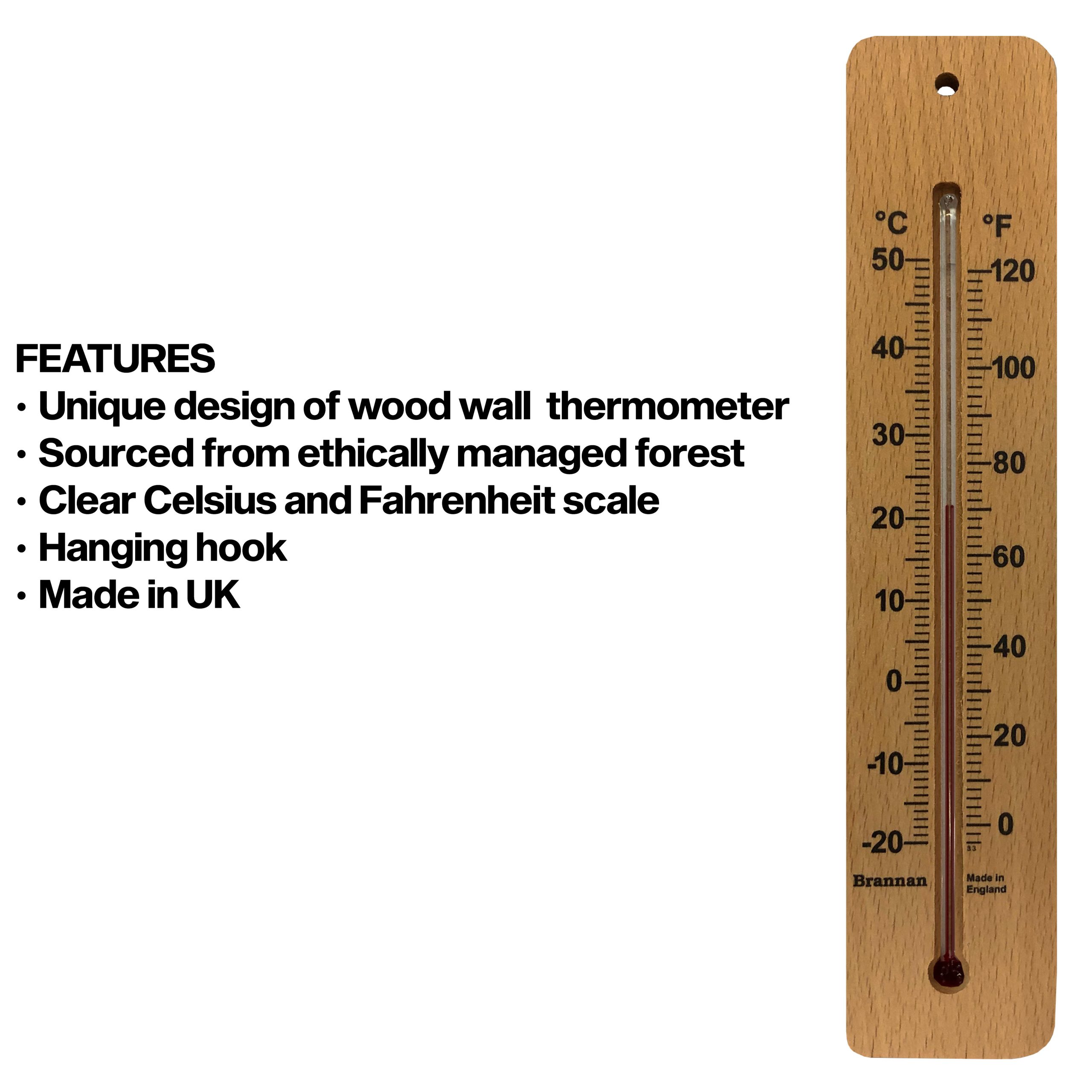 215mm wood wall thermometer - Image 5