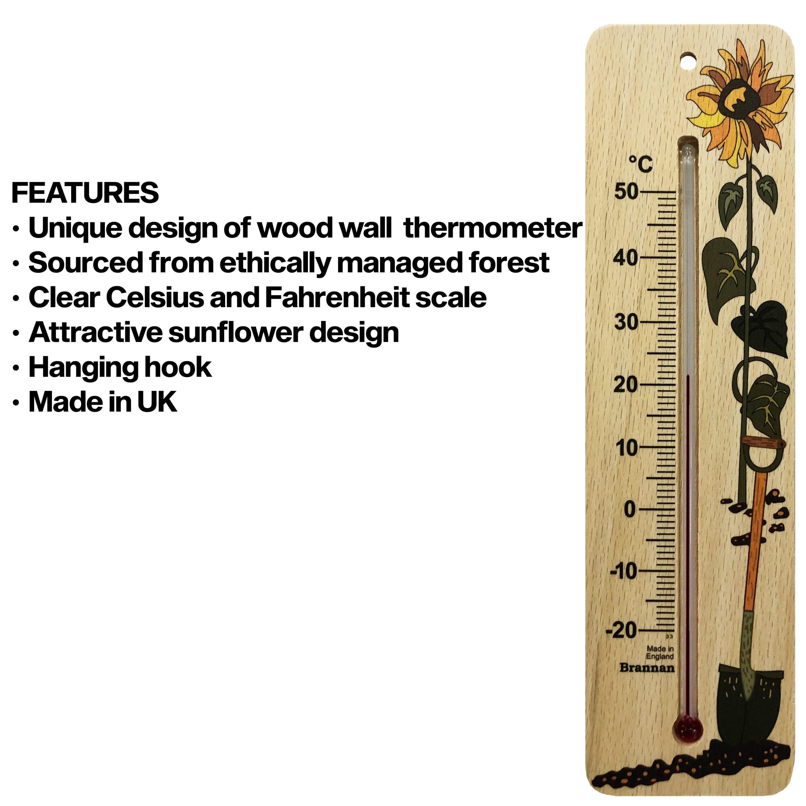 215mm wood wide wall thermometer – decorative garden design - Image 6