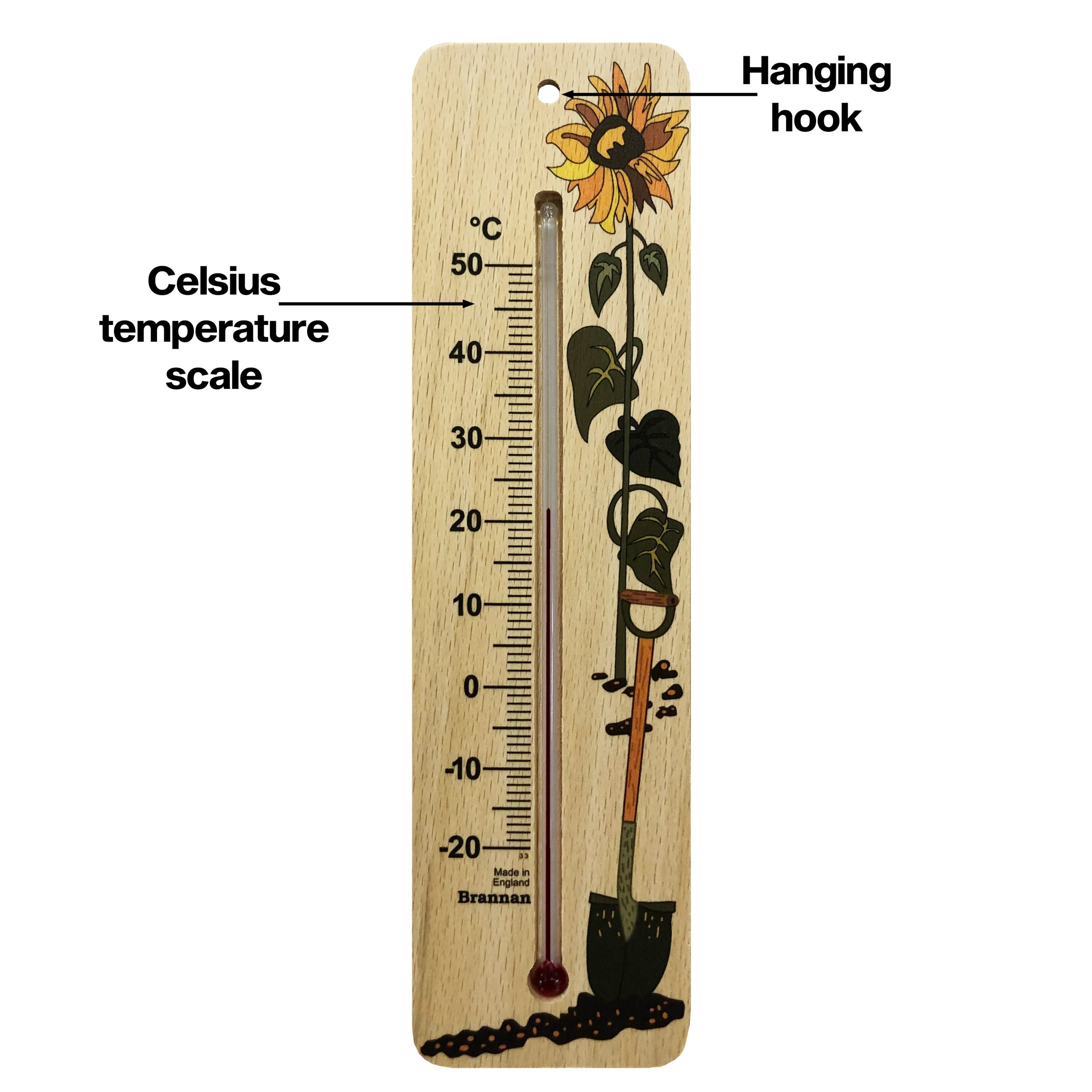 215mm wood wide wall thermometer – decorative garden design - Image 7