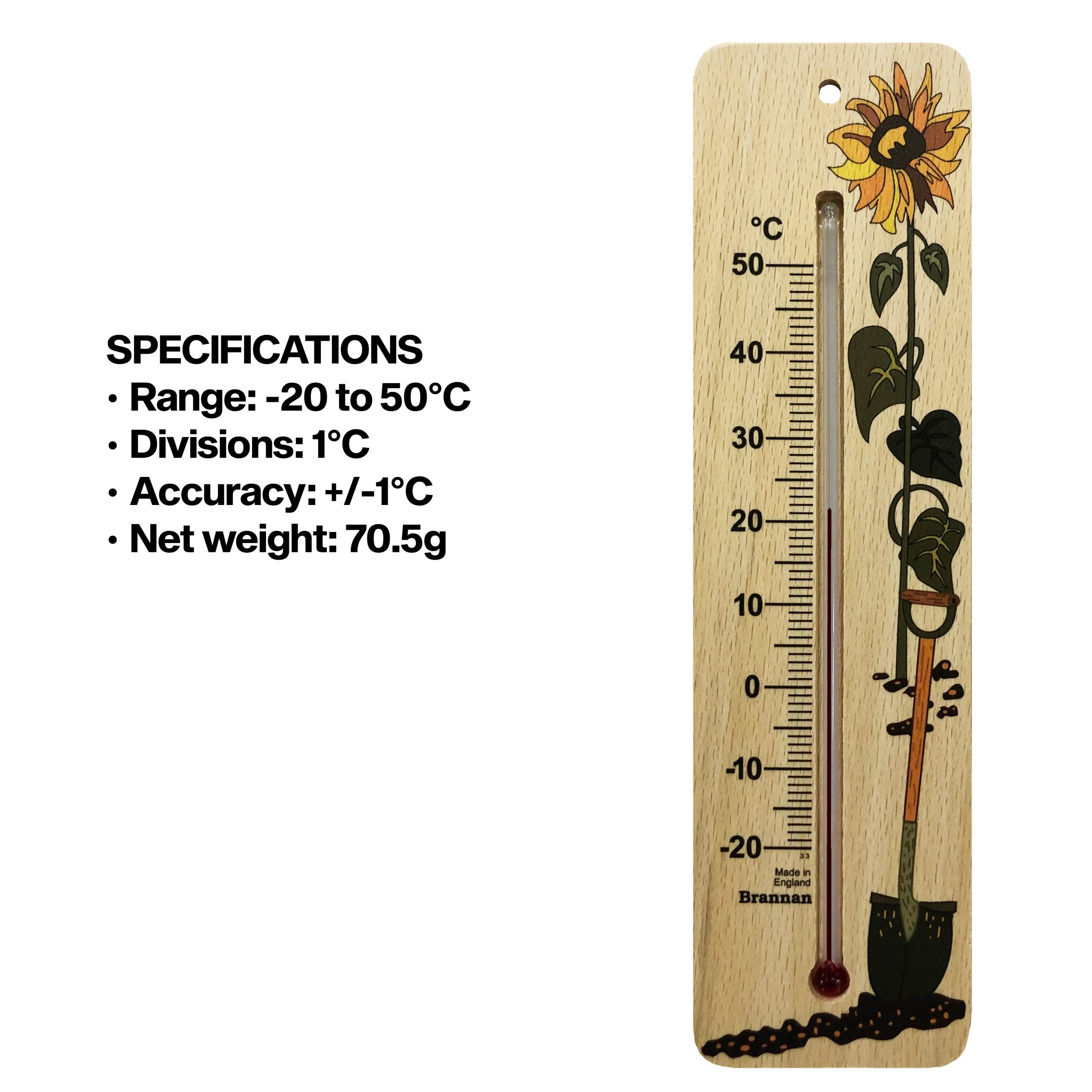 215mm wood wide wall thermometer – decorative garden design - Image 3