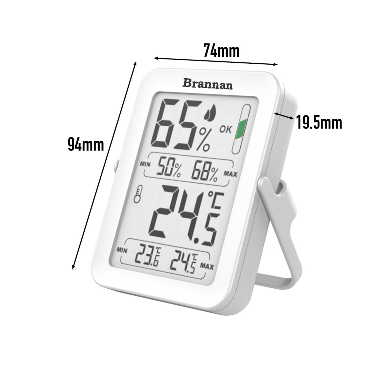 Max min thermometer & hygrometer with auto reset max min | Brannan