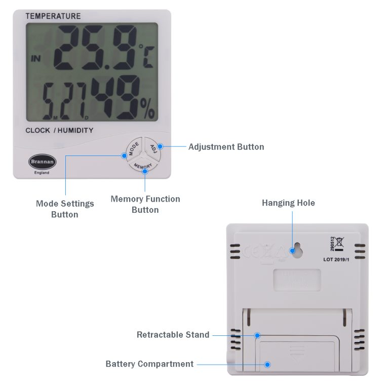 THERM-cert, pre-calibrated jumbo max min thermometer & hygrometer | Brannan