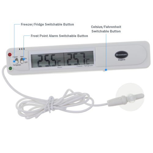 THERMcert, precalibrated digital fridge or freezer thermometer Brannan