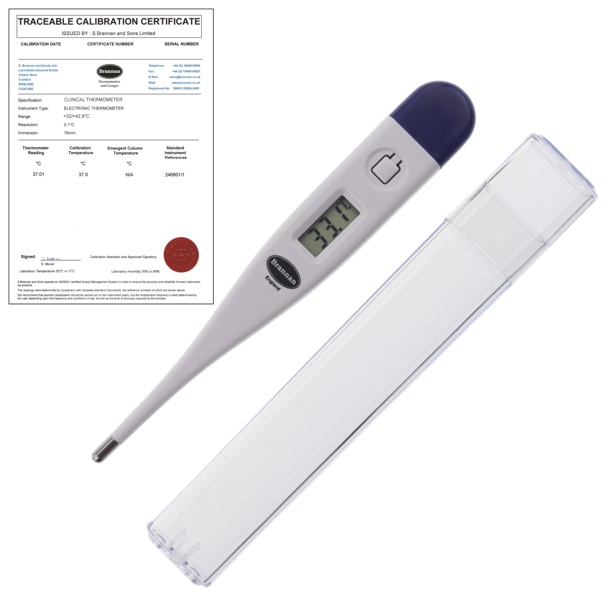 Oral clinical thermometer - THERMcert, pre-calibrated | Brannan
