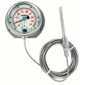 Gas actuated remote reading dial thermometer
