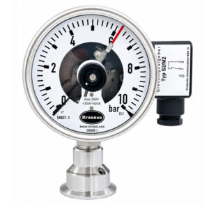 Food safe diaphragm gauge with electrical contacts