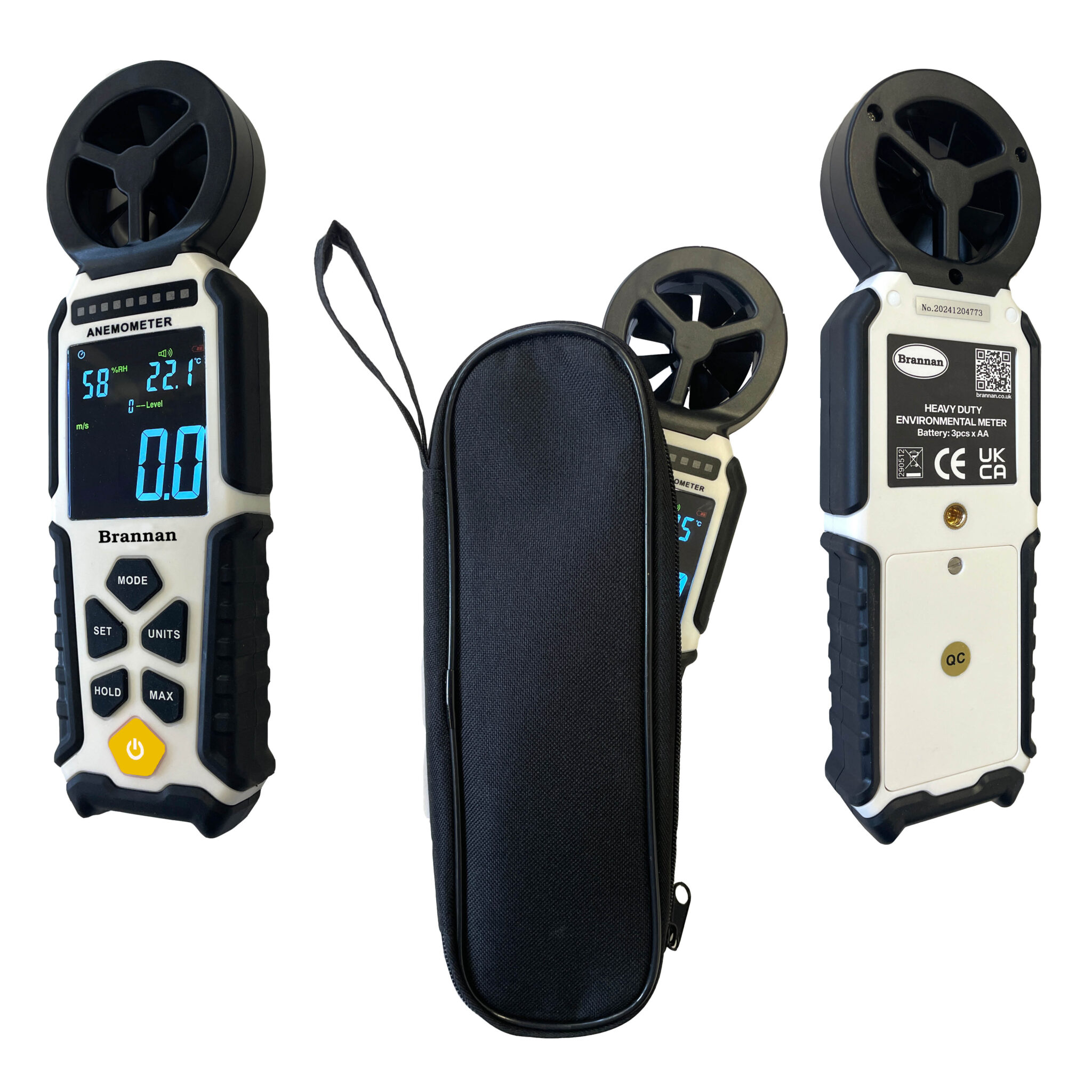 Heavy duty anemometer with temperature & humidity meter | Brannan