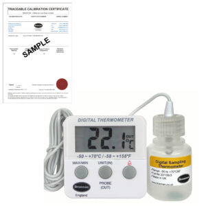 THERMcert, pre-calibrated digital batch sampling thermometer (Points: -18 & 0°C)